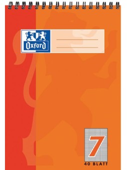 Oxford Schulblock A5 · mit Kopfspirale · Lineatur 7 · 90 g/m² · 40 Blatt