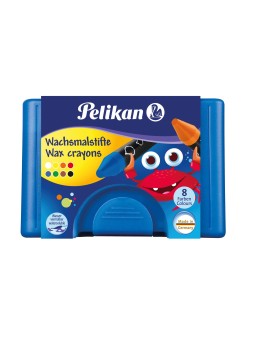 Pelikan Wachsmalstift  666/8 · rund · wasservermalbar · 8 Farben · Box mit 8 Stück + 1 Schaber