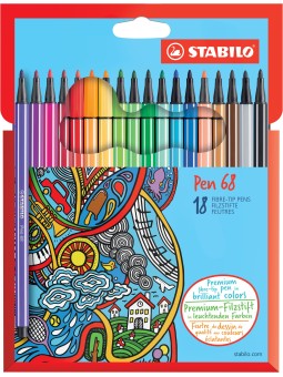 STABILO® Premium-Filzstift STABILO® Pen 68 · Kartonetui mit 18 Farben