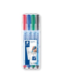 STAEDTLER® Folienstift Lumocolor® correctable ·F-Spitze ca. 0 ·6 mm · Box mit 4 Farben