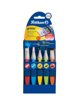 Pelikan Schulpinsel Starter-Set Mit 5 Pinseln · Borstenpinsel Gr. 6+12 · Haarpinsel Gr. 6+10 · Katzenzungenpinsel Gr. 10
