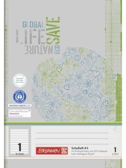 BRUNNEN Schulheft · DIN A5 · Lineatur 1 · 16 Blatt · Umweltpapier
