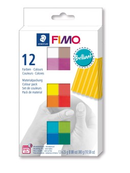FIMO® soft ofenhärtende STAEDTLER® Modelliermasse - Kartonetui mit 12 Basic-Farben, 12 Halbblöcke à 25g8023 C12