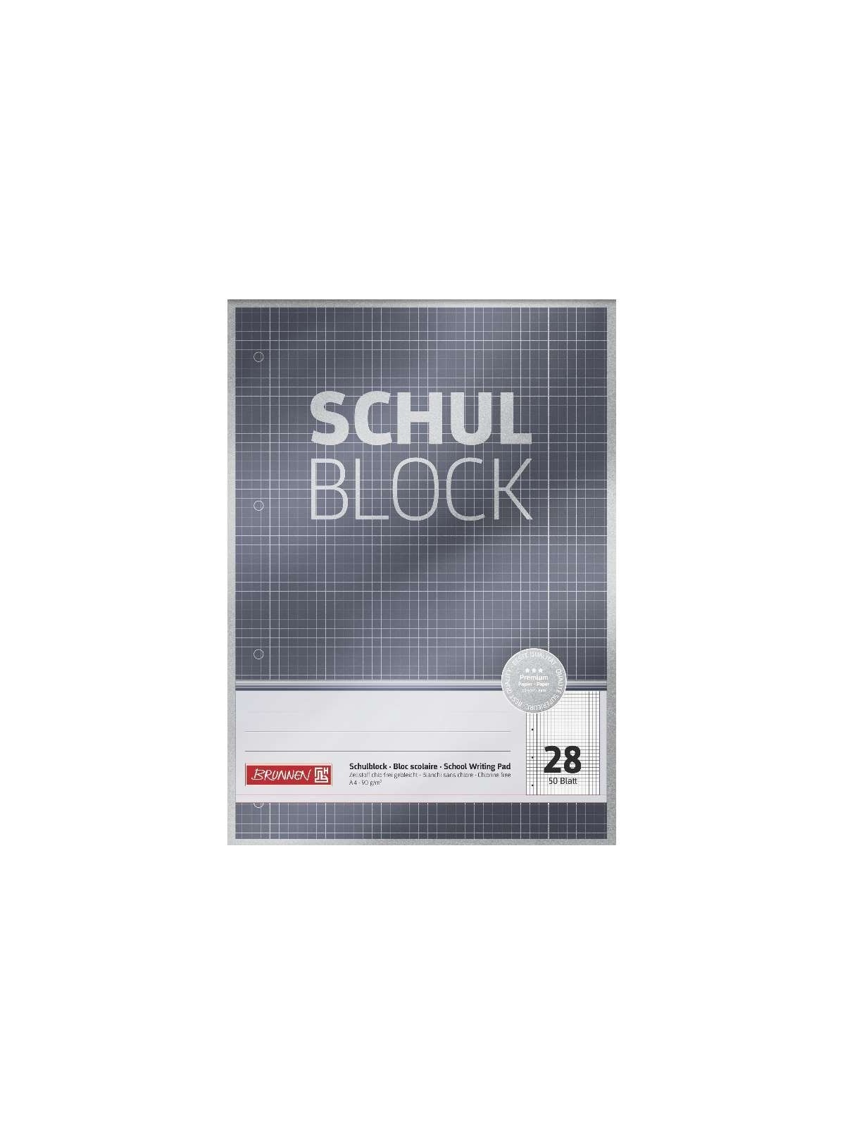 BRUNNEN Schulblock · DIN A4 · Lineatur 28 · 50 Blatt · Premium