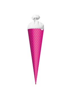 Roth Bastelschultüte · mit Filzverschluss · 70cm · rund · knallpink - weiße Herzen