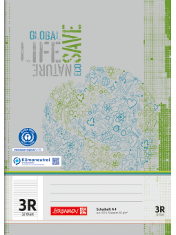BRUNNEN Doppelheft · DIN A4 · Lineatur 3R · liniert - 3. Schuljahr · MIT  RAND · 32 Blatt · Umweltpapier