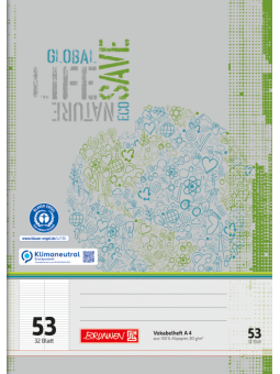Vokabelheft · DIN A4 · 2 Spalten · Lineatur 53 · 32 Blatt · Umweltpapier