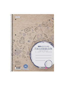 LANDRÉ Recycling-Collegeblock · A4 · 80 Blatt · Lineatur 21 · liniert · ohne Rand