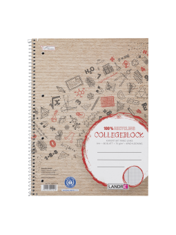LANDRÉ Recycling-Collegeblock · A4 · 80 Blatt · Lineatur 22 · kariert · ohne Rand