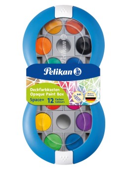 Pelikan Deckfarbkasten Space+ · 12 Farben und Deckweiß · blau
