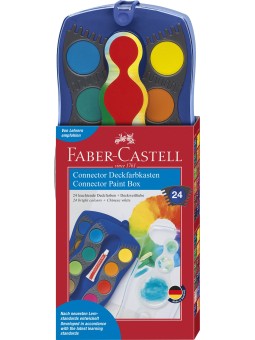 Faber-Castell · Farbkasten CONNECTOR · 24 Farben · inkl. Deckweiß · blau