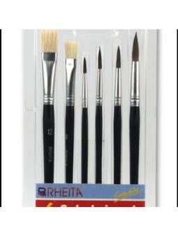Schulpinsel-Set 6-teilig · 4 Haarpinsel · 2 Flachpinsel