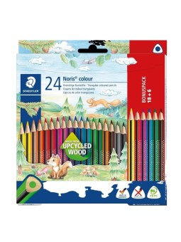 STAEDTLER® Buntstifte Noris® colour · 24 Stifte in 18 Farben · Dreikant -Holzbuntstifte