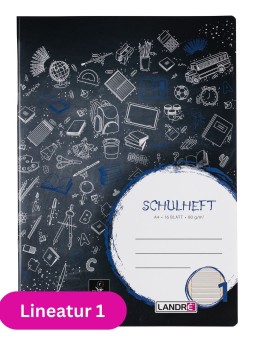 Landré Schulheft A4 · Lineatur 1 · 80 g/m² · 16 Blatt