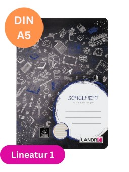 Landré Schulheft A5 · Lineatur 1 · 80 g/m² · 16 Blatt